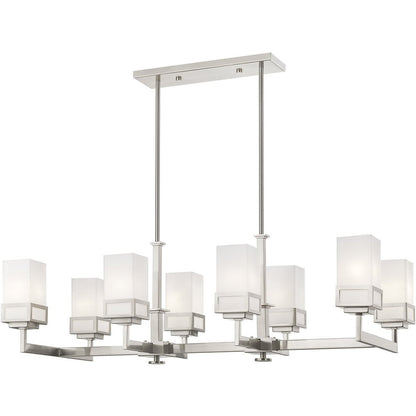 Nickel Eight Light Metal Dimmable Chandelier With Shades HomeRoots
