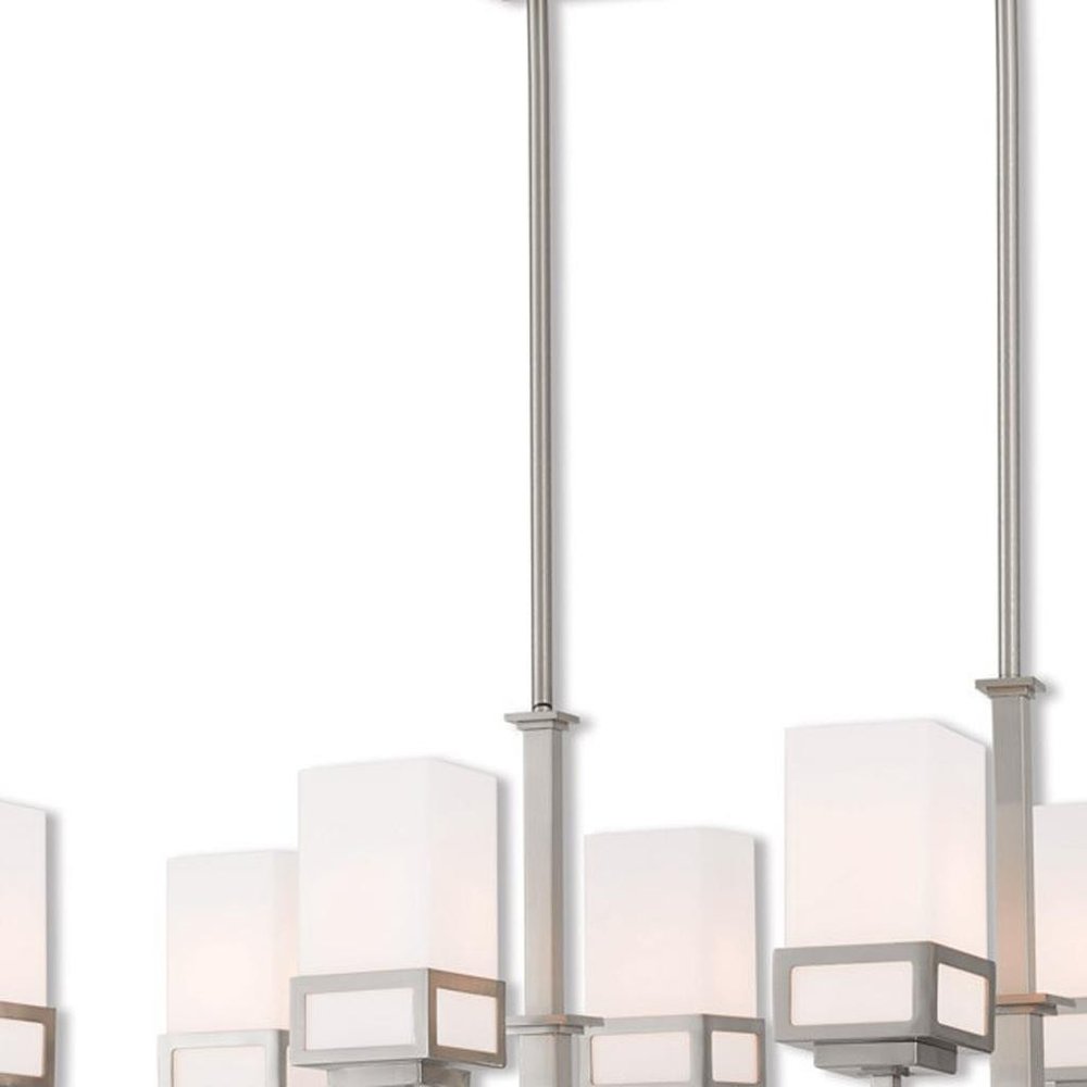 Nickel Eight Light Metal Dimmable Chandelier With Shades HomeRoots