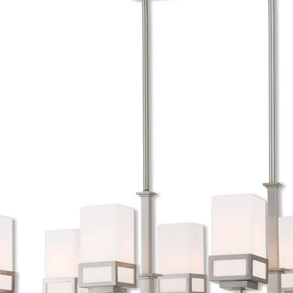 Nickel Eight Light Metal Dimmable Chandelier With Shades HomeRoots