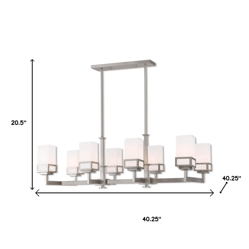 Nickel Eight Light Metal Dimmable Chandelier With Shades HomeRoots