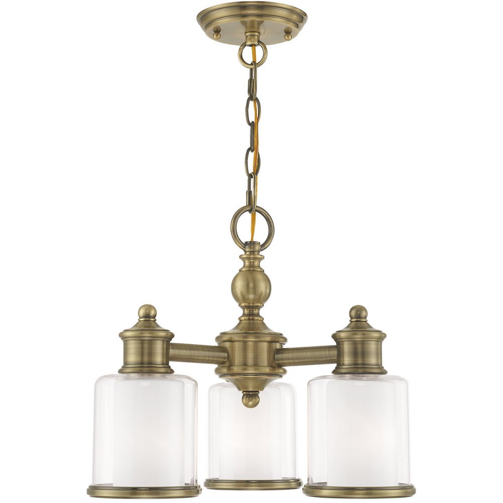 Antiqued Brass Three Light Metal Dimmable Chandelier With Shades HomeRoots
