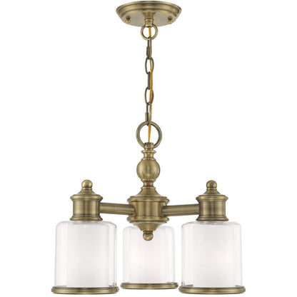 Antiqued Brass Three Light Metal Dimmable Chandelier With Shades HomeRoots