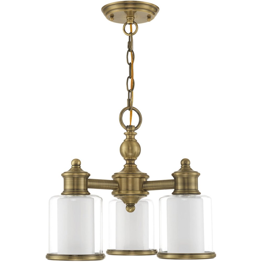 Antiqued Brass Three Light Metal Dimmable Chandelier With Shades HomeRoots