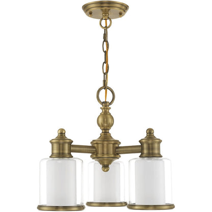 Antiqued Brass Three Light Metal Dimmable Chandelier With Shades HomeRoots