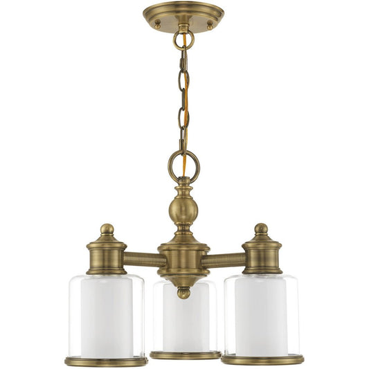 Antiqued Brass Three Light Metal Dimmable Chandelier With Shades HomeRoots