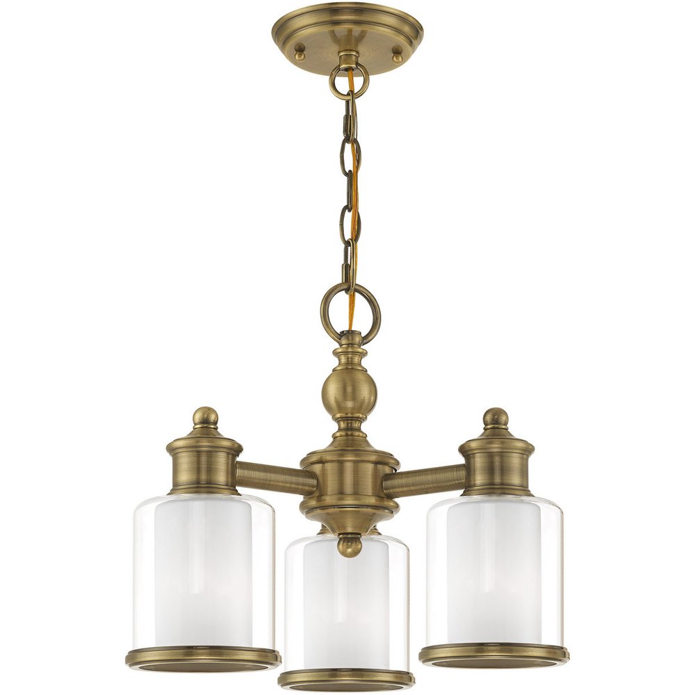 Antiqued Brass Three Light Metal Dimmable Chandelier With Shades HomeRoots