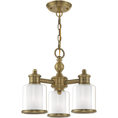 Antiqued Brass Three Light Metal Dimmable Chandelier With Shades HomeRoots