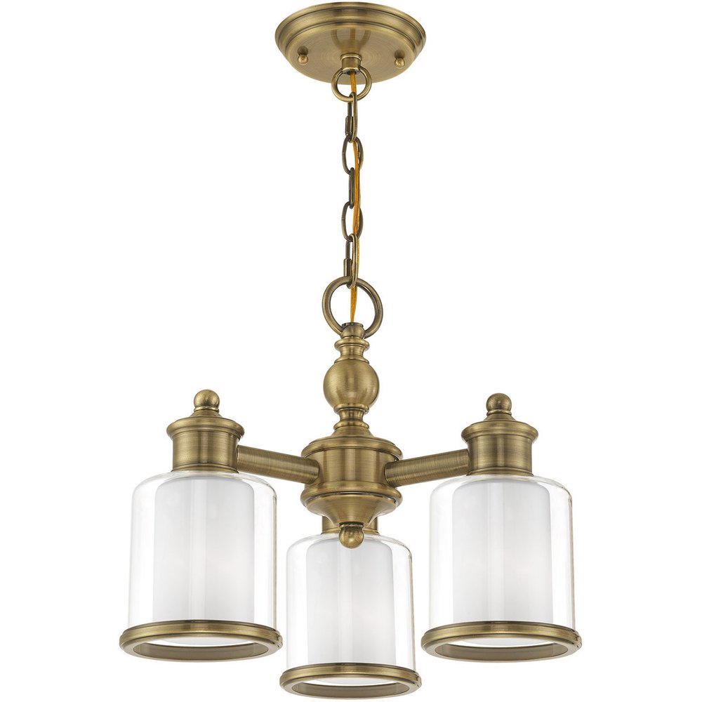 Antiqued Brass Three Light Metal Dimmable Chandelier With Shades HomeRoots