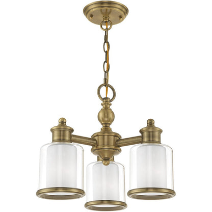 Antiqued Brass Three Light Metal Dimmable Chandelier With Shades HomeRoots