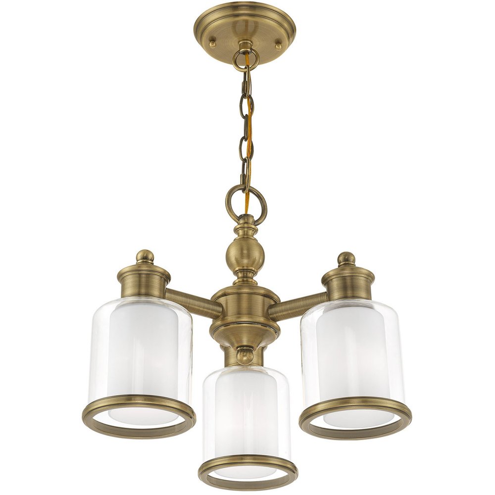 Antiqued Brass Three Light Metal Dimmable Chandelier With Shades HomeRoots