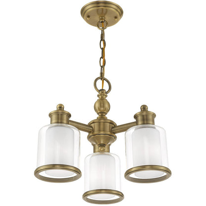 Antiqued Brass Three Light Metal Dimmable Chandelier With Shades HomeRoots