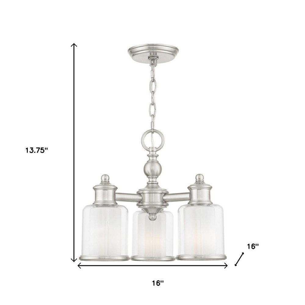 Nickel Three Light Metal Dimmable Chandelier With Shades HomeRoots