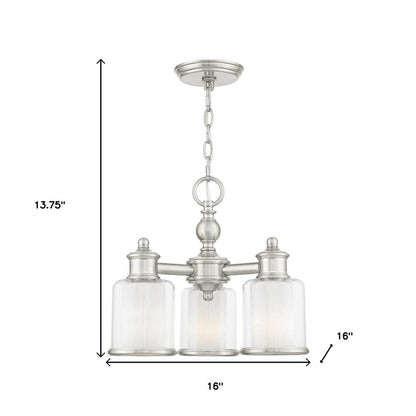 Nickel Three Light Metal Dimmable Chandelier With Shades HomeRoots