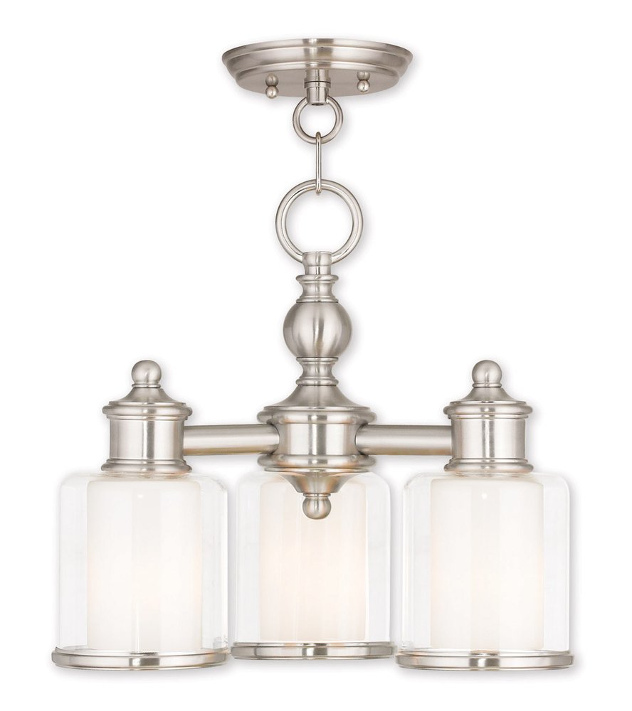 Nickel Three Light Metal Dimmable Chandelier With Shades HomeRoots