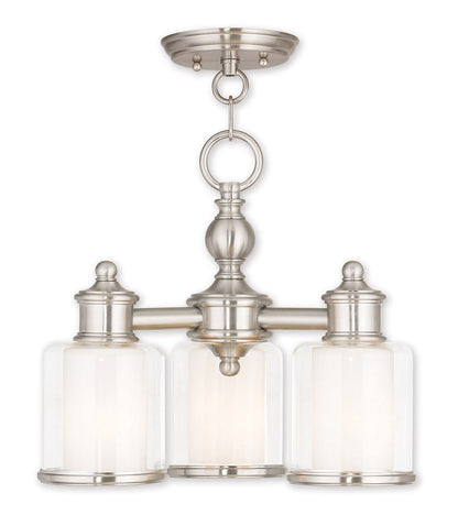Nickel Three Light Metal Dimmable Chandelier With Shades HomeRoots