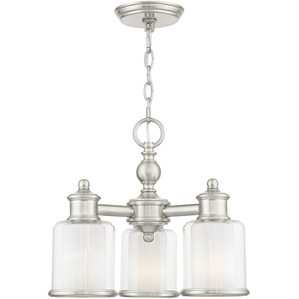 Nickel Three Light Metal Dimmable Chandelier With Shades HomeRoots