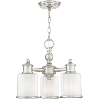 Nickel Three Light Metal Dimmable Chandelier With Shades HomeRoots