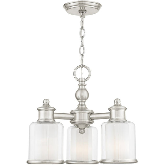Nickel Three Light Metal Dimmable Chandelier With Shades HomeRoots