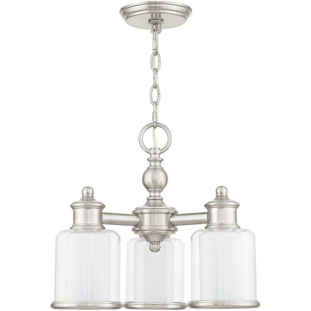 Nickel Three Light Metal Dimmable Chandelier With Shades HomeRoots