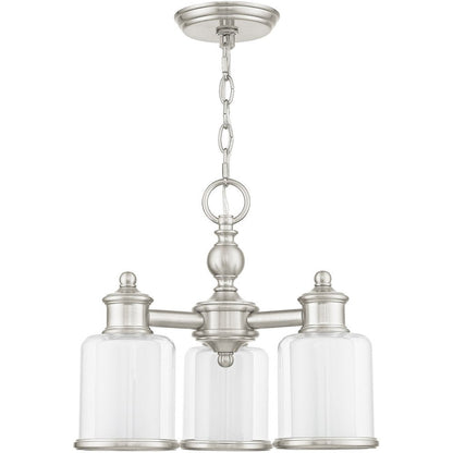 Nickel Three Light Metal Dimmable Chandelier With Shades HomeRoots