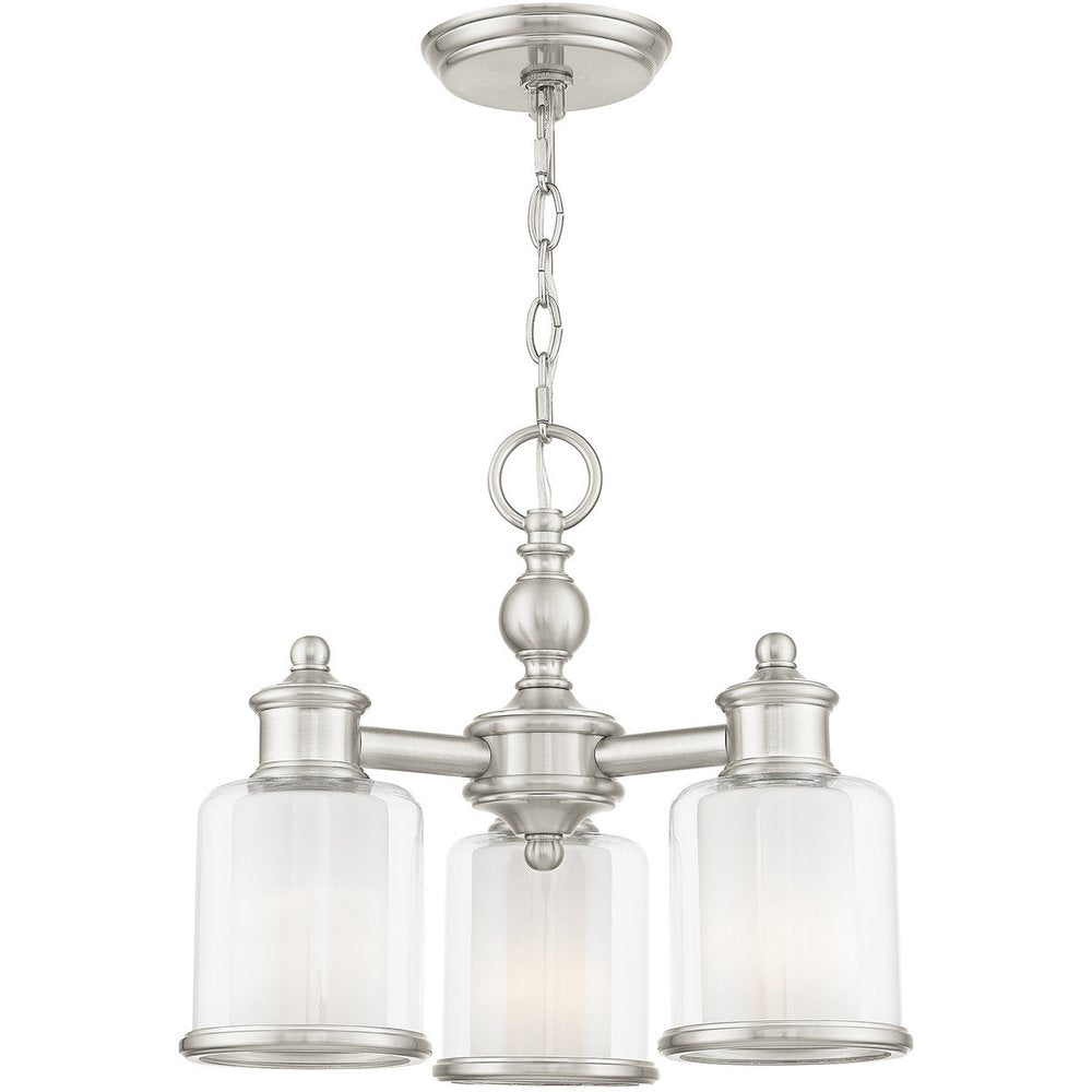 Nickel Three Light Metal Dimmable Chandelier With Shades HomeRoots