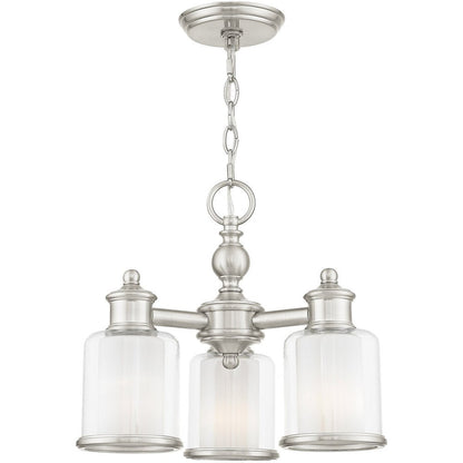 Nickel Three Light Metal Dimmable Chandelier With Shades HomeRoots