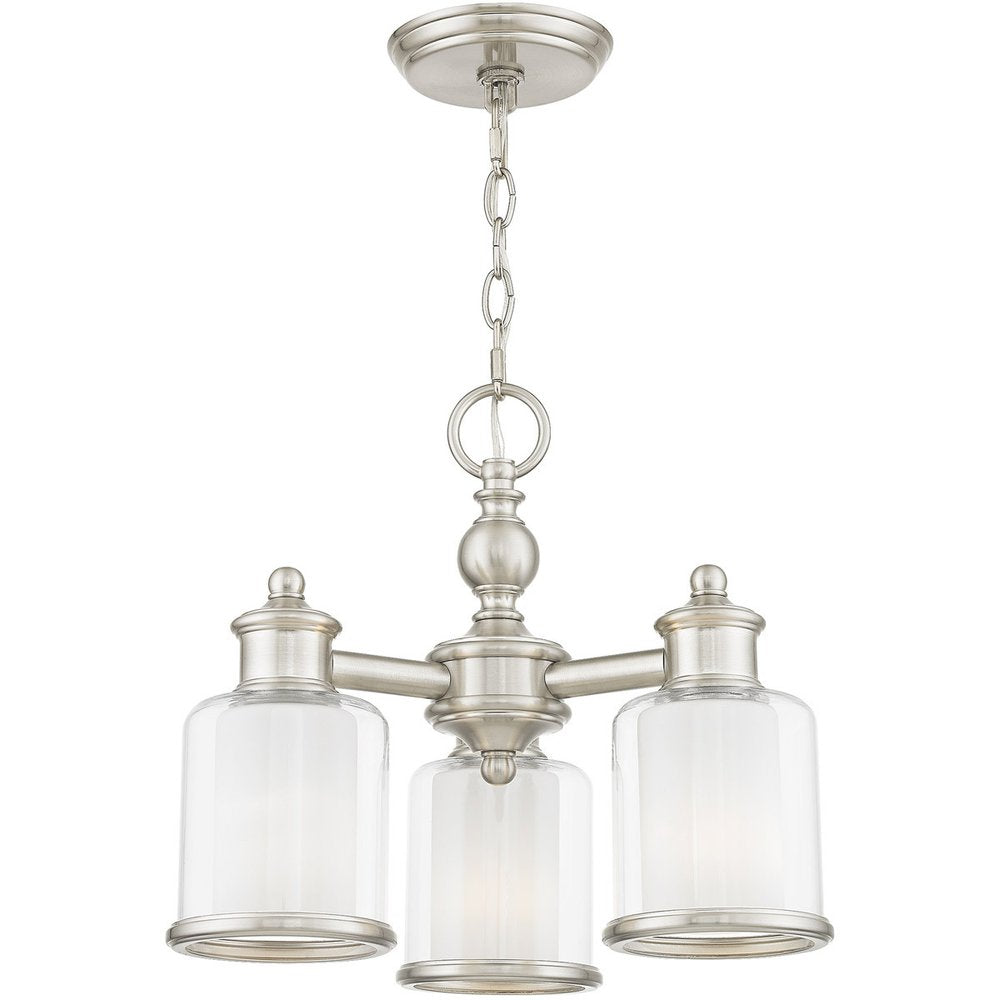 Nickel Three Light Metal Dimmable Chandelier With Shades HomeRoots