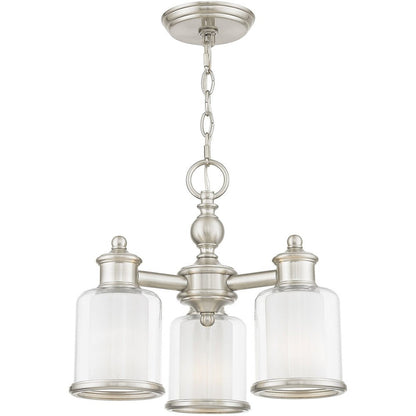 Nickel Three Light Metal Dimmable Chandelier With Shades HomeRoots