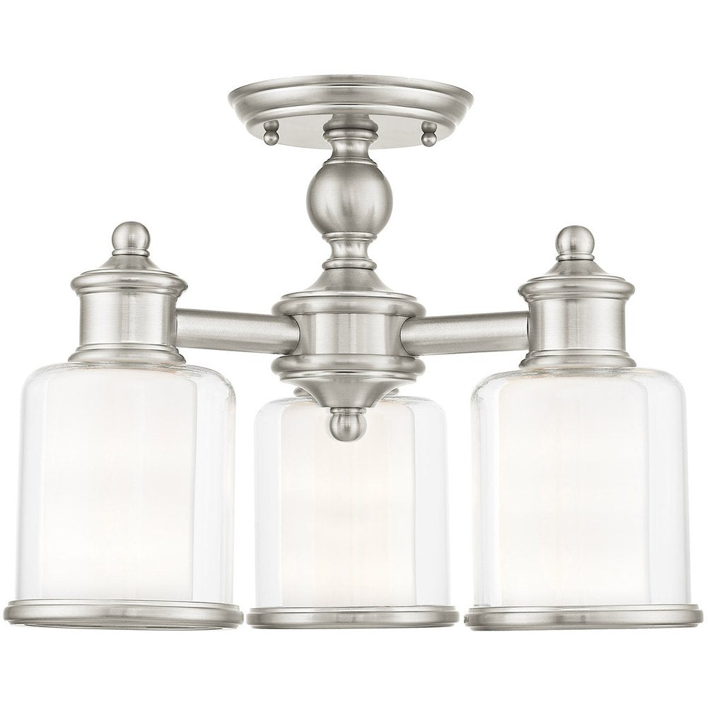 Nickel Three Light Metal Dimmable Chandelier With Shades HomeRoots