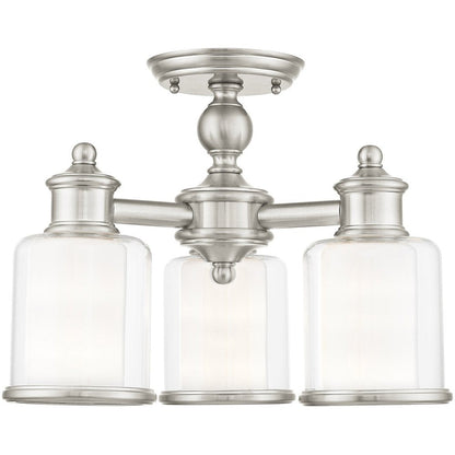 Nickel Three Light Metal Dimmable Chandelier With Shades HomeRoots