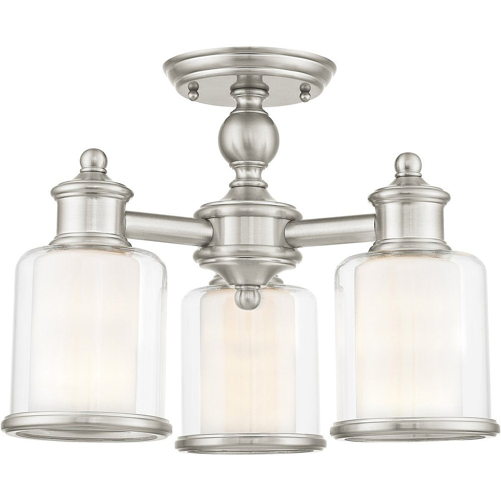Nickel Three Light Metal Dimmable Chandelier With Shades HomeRoots