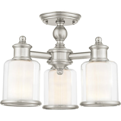 Nickel Three Light Metal Dimmable Chandelier With Shades HomeRoots