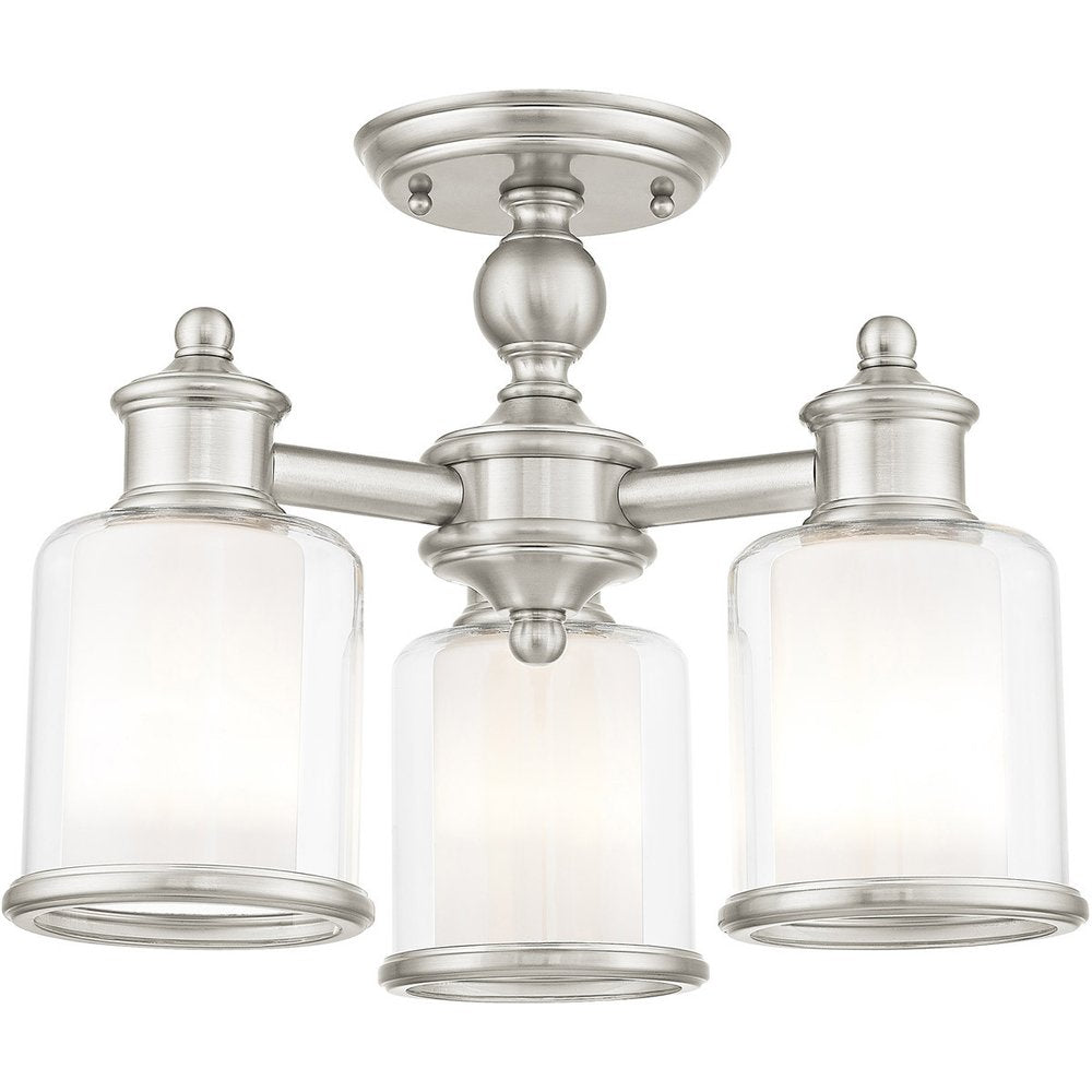 Nickel Three Light Metal Dimmable Chandelier With Shades HomeRoots