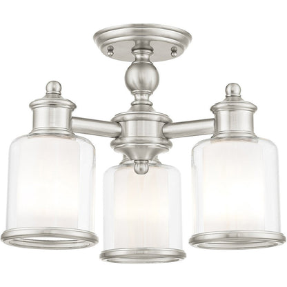 Nickel Three Light Metal Dimmable Chandelier With Shades HomeRoots