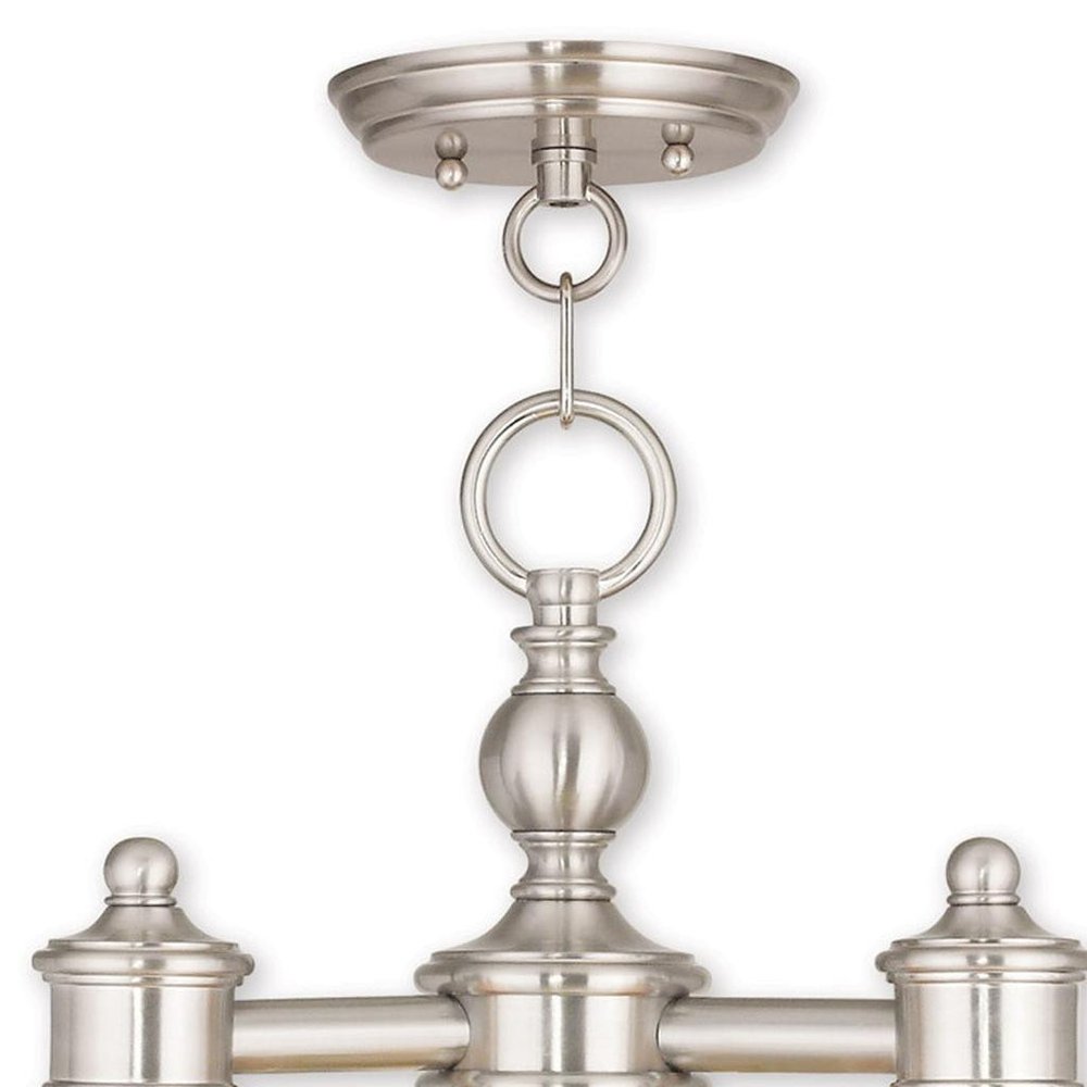 Nickel Three Light Metal Dimmable Chandelier With Shades HomeRoots