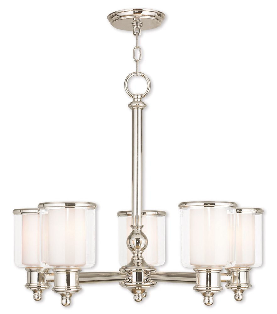 Nickel Five Light Metal Dimmable Chandelier With Shades HomeRoots