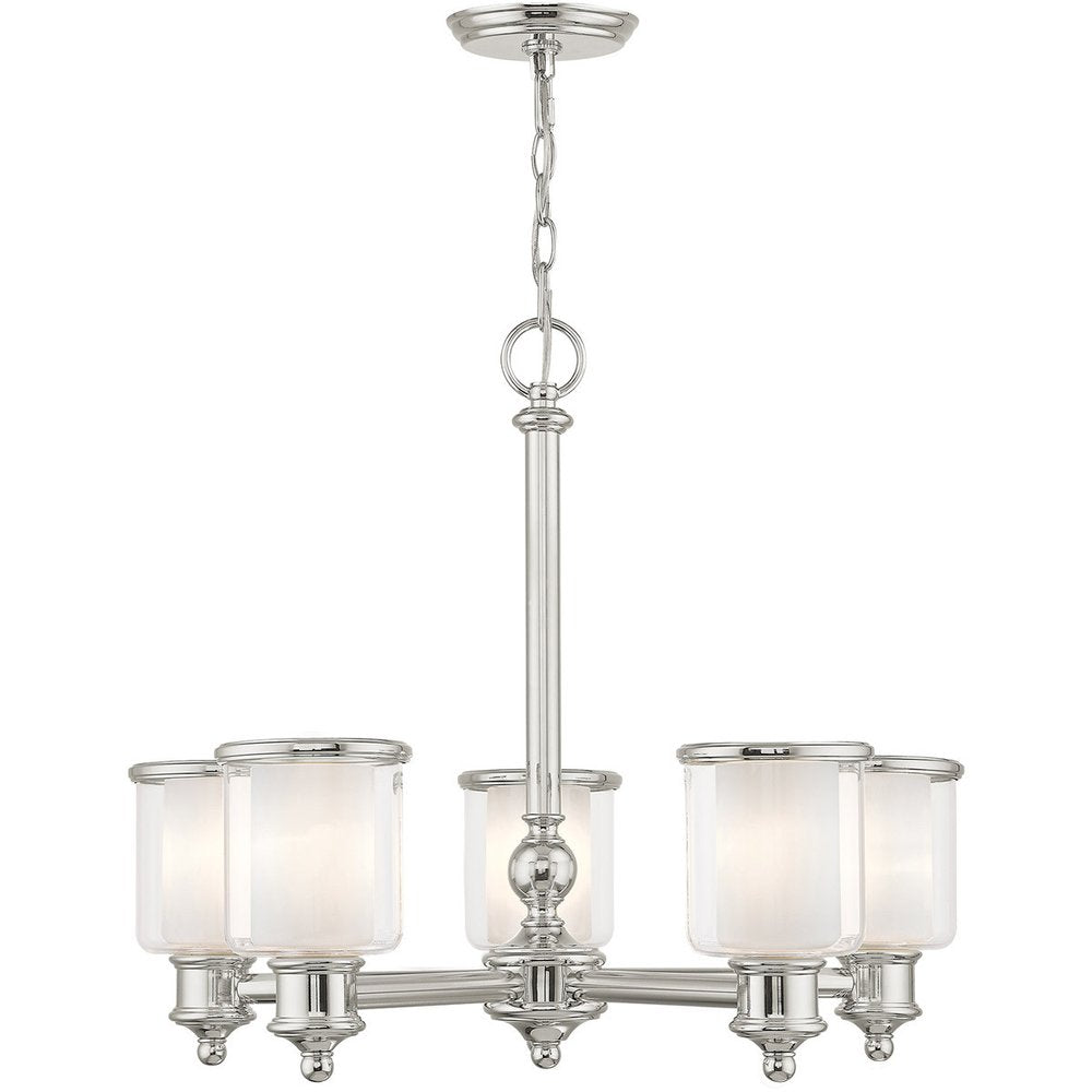 Nickel Five Light Metal Dimmable Chandelier With Shades HomeRoots