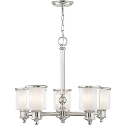 Nickel Five Light Metal Dimmable Chandelier With Shades HomeRoots