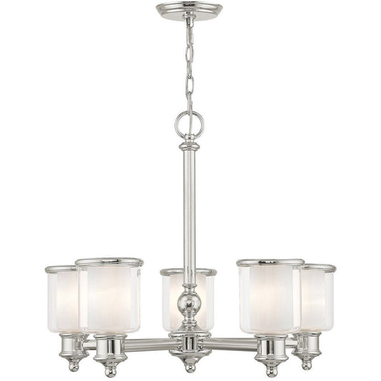 Nickel Five Light Metal Dimmable Chandelier With Shades HomeRoots