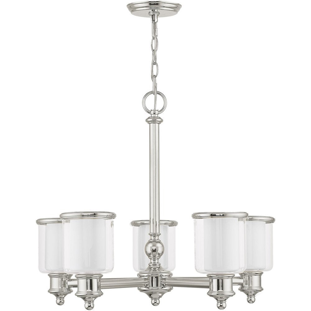 Nickel Five Light Metal Dimmable Chandelier With Shades HomeRoots
