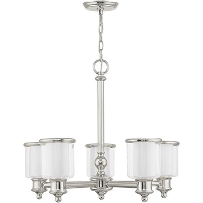 Nickel Five Light Metal Dimmable Chandelier With Shades HomeRoots