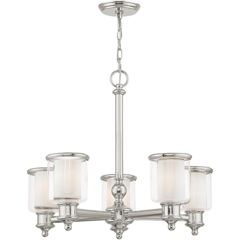Nickel Five Light Metal Dimmable Chandelier With Shades HomeRoots
