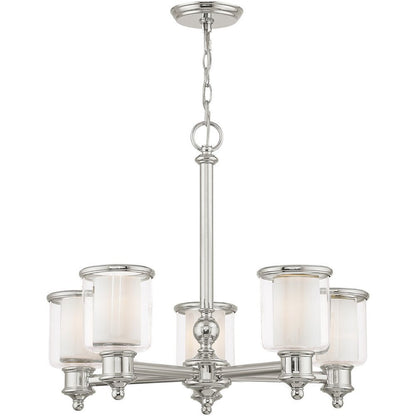 Nickel Five Light Metal Dimmable Chandelier With Shades HomeRoots
