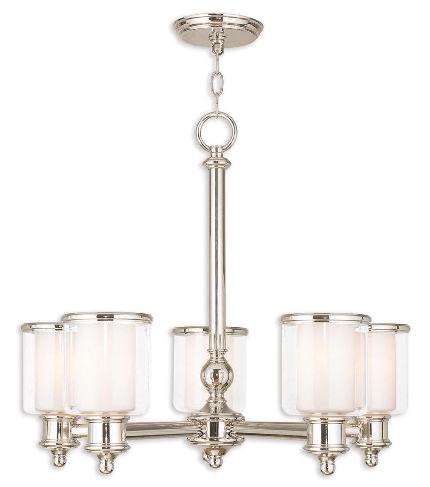 Nickel Five Light Metal Dimmable Chandelier With Shades HomeRoots
