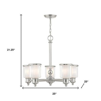 Nickel Five Light Metal Dimmable Chandelier With Shades HomeRoots