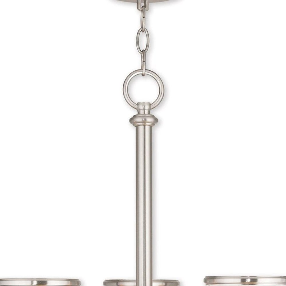 Nickel Five Light Metal Dimmable Chandelier With Shades HomeRoots