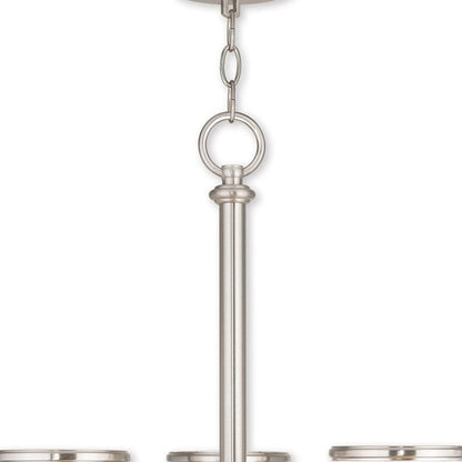 Nickel Five Light Metal Dimmable Chandelier With Shades HomeRoots
