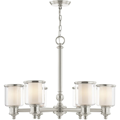 Nickel Six Light Metal Dimmable Chandelier With Shades HomeRoots