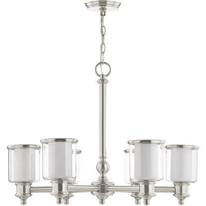 Nickel Six Light Metal Dimmable Chandelier With Shades HomeRoots