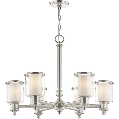 Nickel Six Light Metal Dimmable Chandelier With Shades HomeRoots
